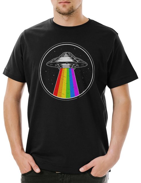 Urban Backwoods Print-Shirt UFO Rainbow Tractor Beam Herren T-Shirt Gay Pri günstig online kaufen