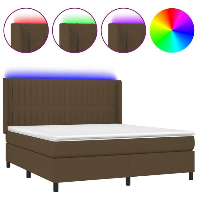 vidaXL Boxspringbett, Boxspringbett mit Matratze & LED Dunkelbraun 160x200 günstig online kaufen