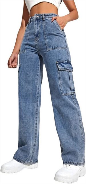 RUZU UG Straight-Jeans Damen Low Waist Jeans Denim Hosen Vintage Jeanshosen günstig online kaufen