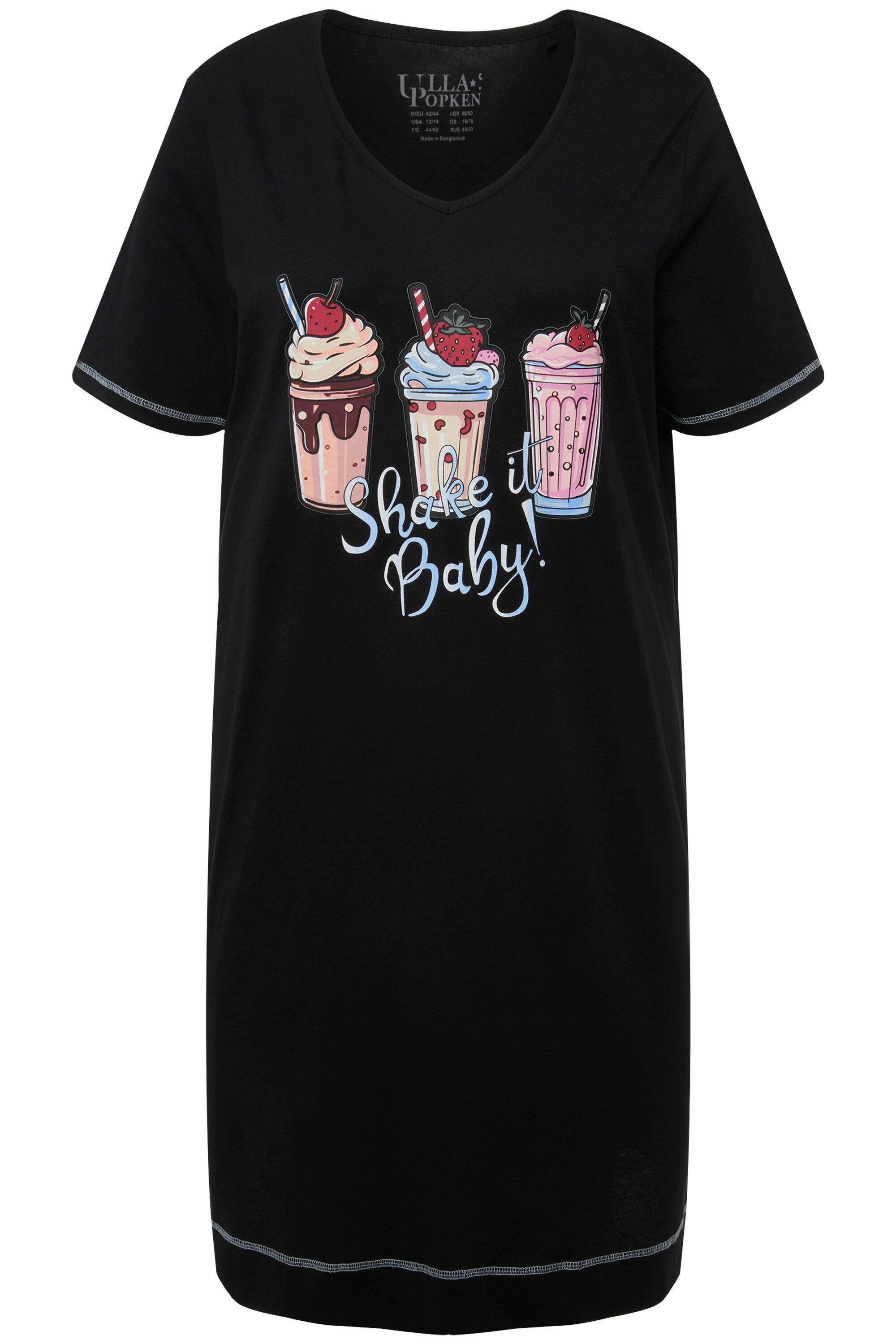 Ulla Popken Bigshirt Bigshirt bedruckt V-Ausschnitt günstig online kaufen