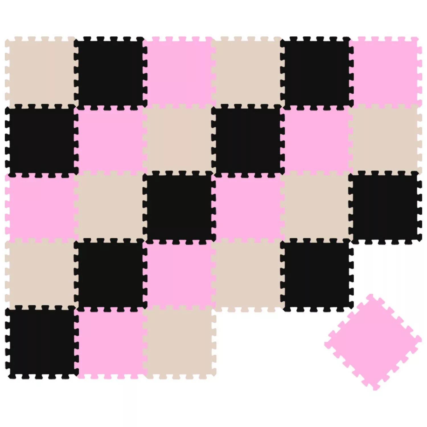 LittleTom Baby & Kinder Puzzlematte 30 x 30 cm 27 Teile Schwarz Beige Pink günstig online kaufen