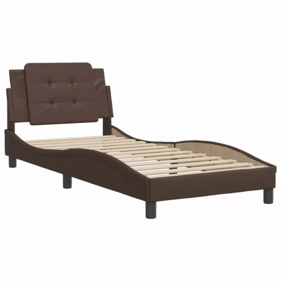 vidaXL Bett Bettgestell mit Kopfteil Cappuccino-Braun 100x200 cm Kunstleder günstig online kaufen