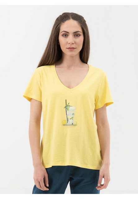 ORGANICATION T-Shirt T-Shirt aus Bio-Baumwolle mit V-Ausschnitt in Lemonade günstig online kaufen