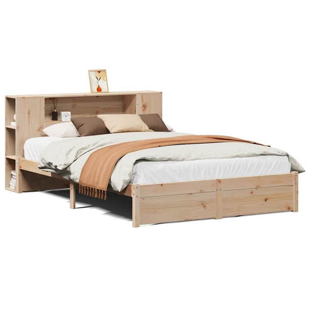 vidaXL Bett, Massivholzbett mit Regal ohne Matratze 140x190 cm Kiefernholz günstig online kaufen