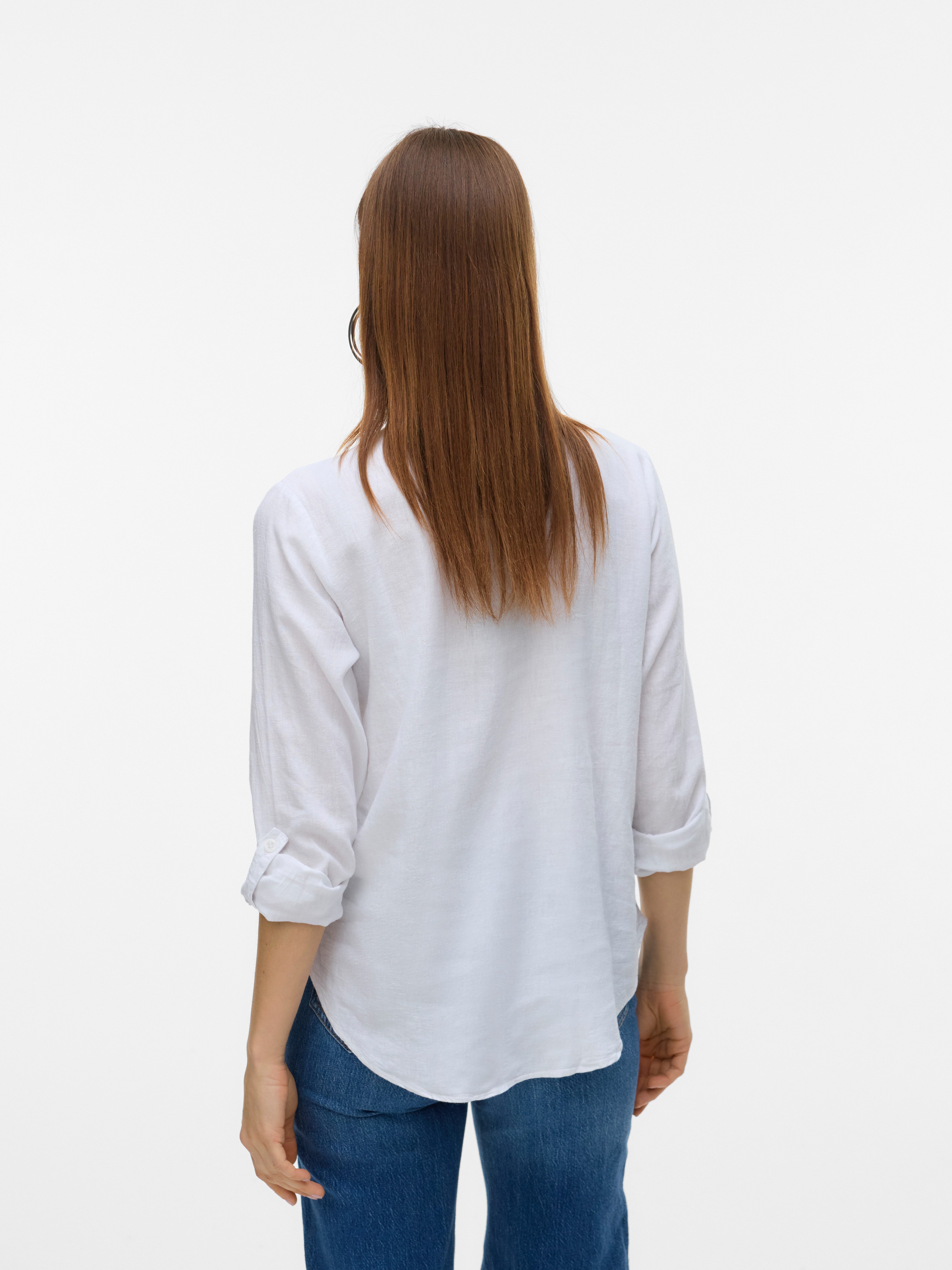 Vero Moda Blusenshirt Leinenoptik, V-Ausschnitt, Langarm, günstig online kaufen