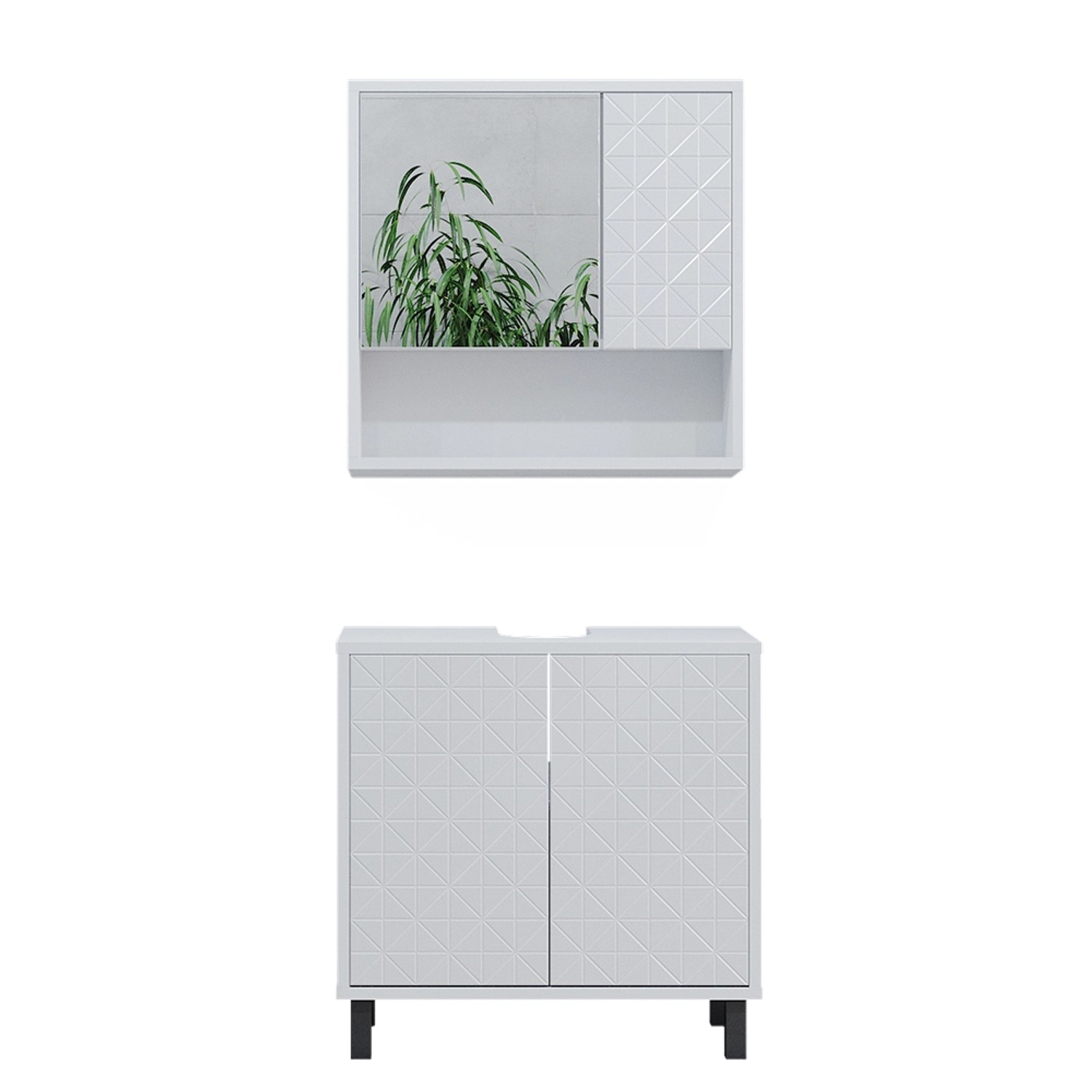 Vicco Badmöbel-Set Agasta Weiß Hochglanz 2 Teile günstig online kaufen