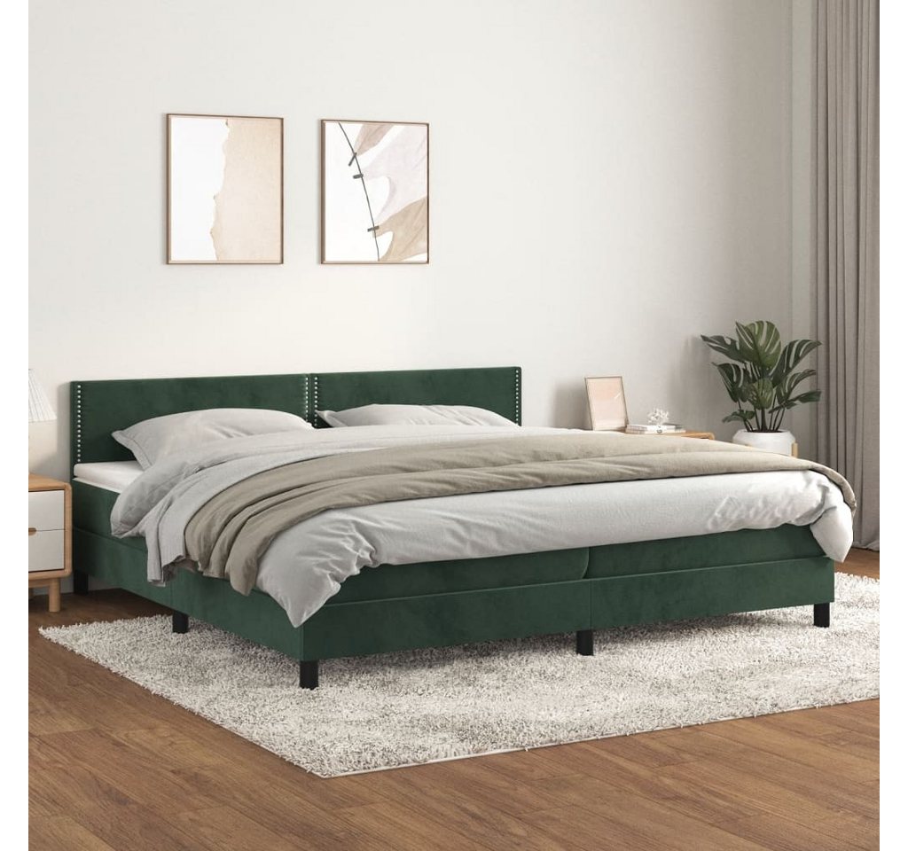 vidaXL Boxspringbett Boxspringbett mit Matratze Dunkelgrün 200x200 cm Samt günstig online kaufen