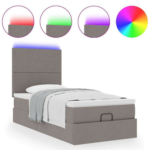 vidaXL Bett Ottoman-Bett mit Matratze & LEDs Taupe 90x200 cm Stoff günstig online kaufen