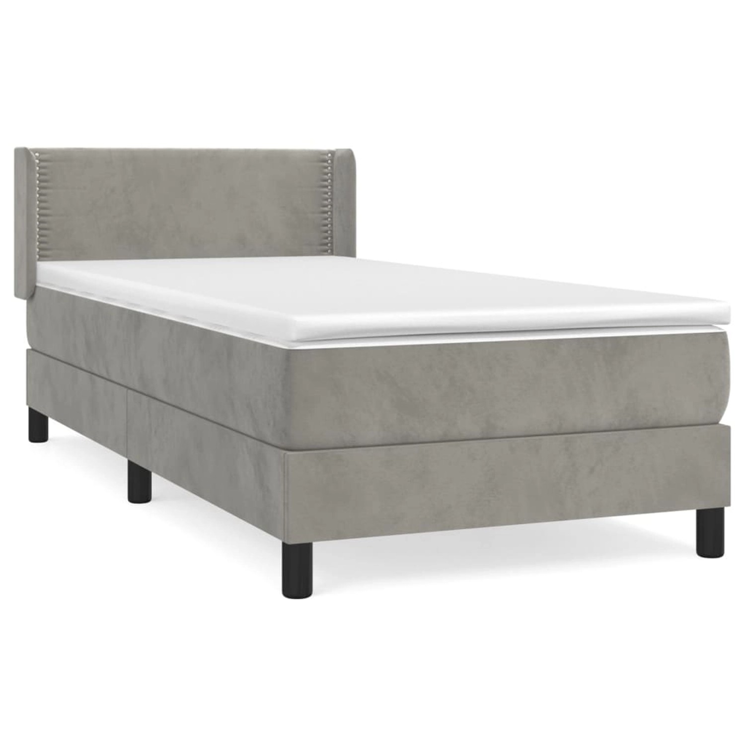 vidaXL Boxspringbett mit Matratze Hellgrau 100x200 cm Samt1537183 günstig online kaufen