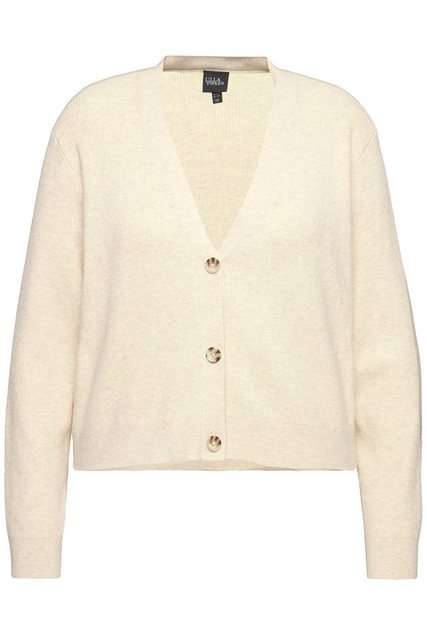 Ulla Popken Cardigan Strickjacke Knopfleiste V-Ausschnitt Langarm günstig online kaufen