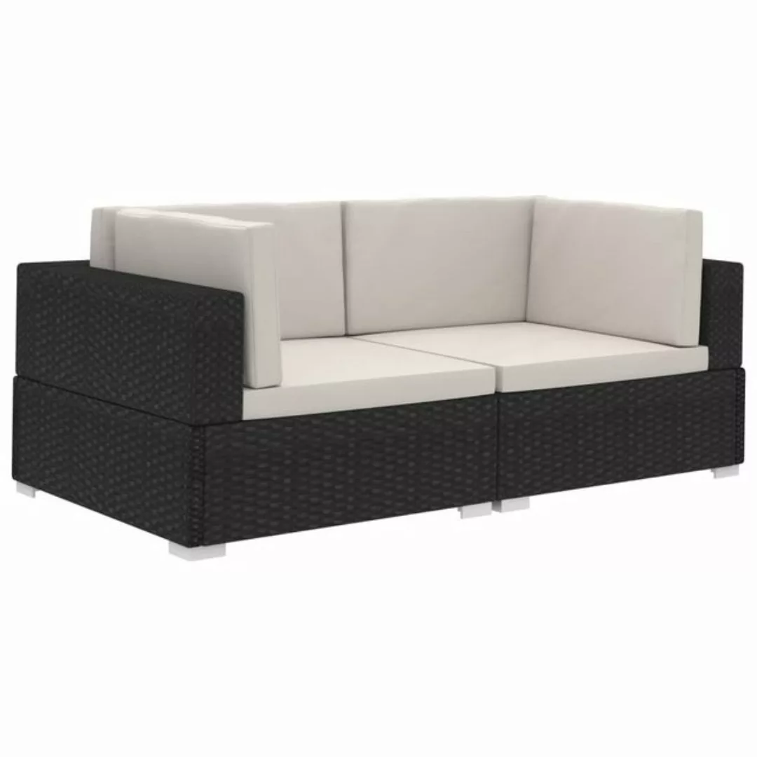 Ecksofas 2 Stk. Mit Auflagen Poly Rattan Schwarz günstig online kaufen