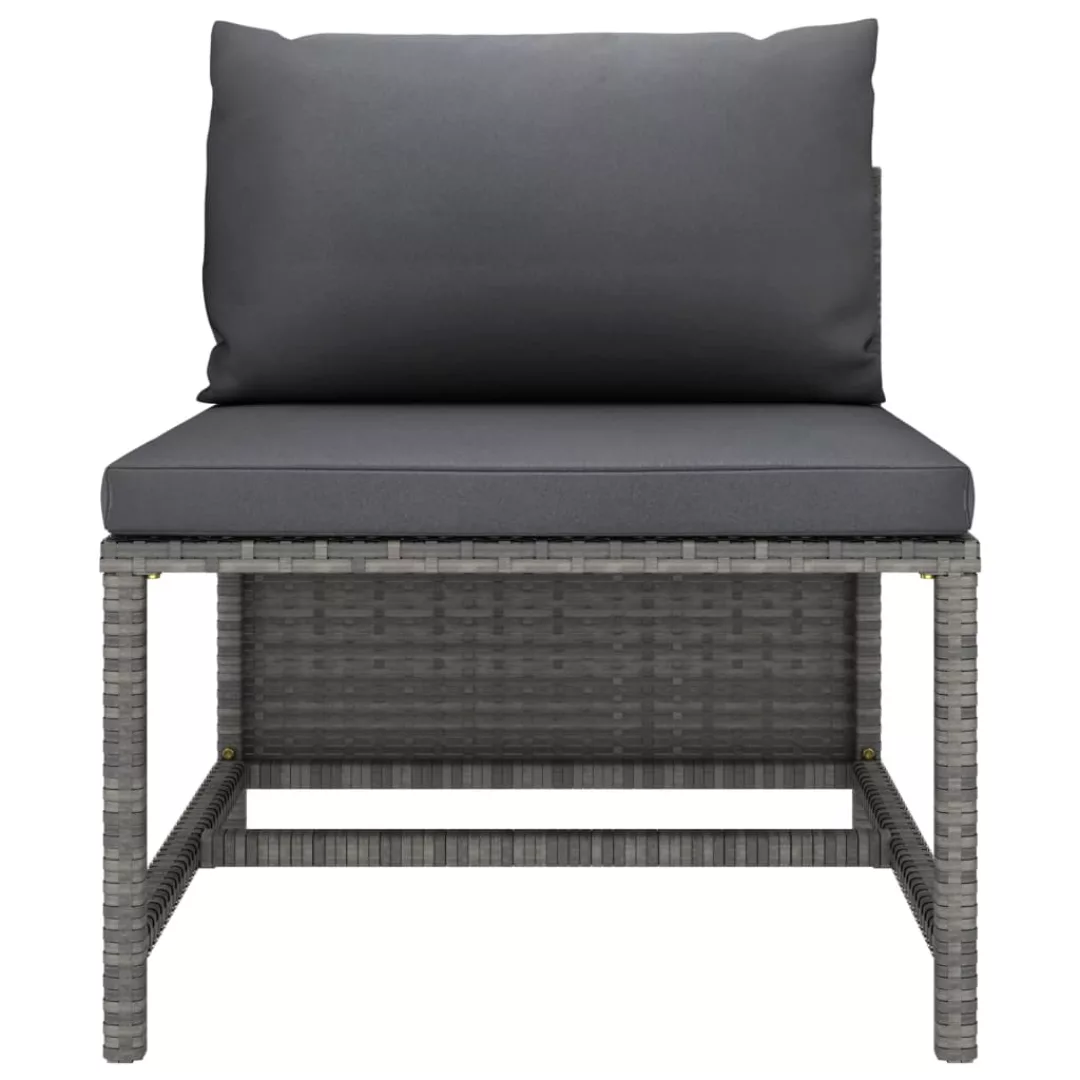 Modulares Mittelsofa Mit Kissen Grau Poly Rattan günstig online kaufen