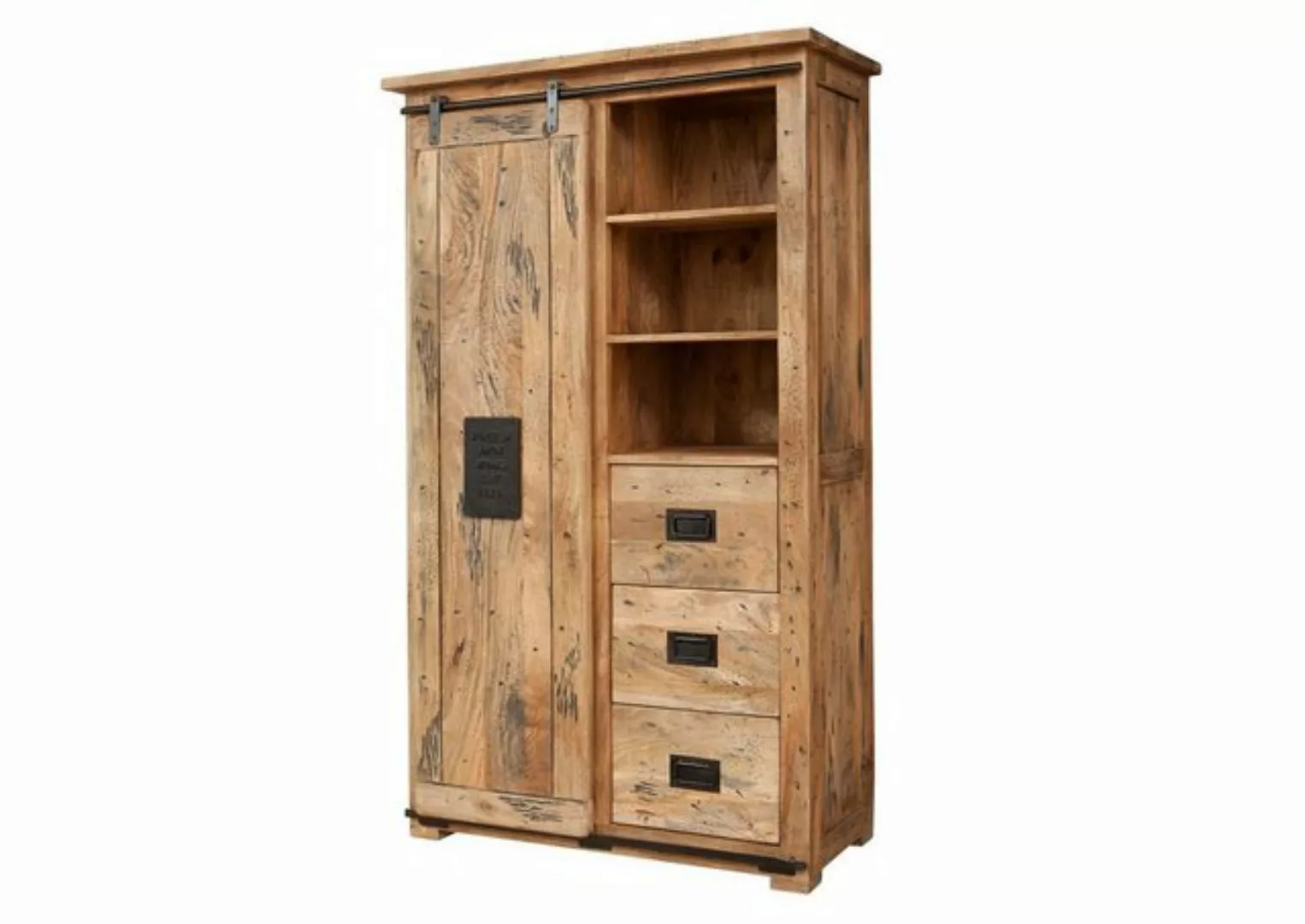 Massivmoebel24 Dreh-/Schwebetürenschrank (Schrank Mango 80x45x175 natur lac günstig online kaufen