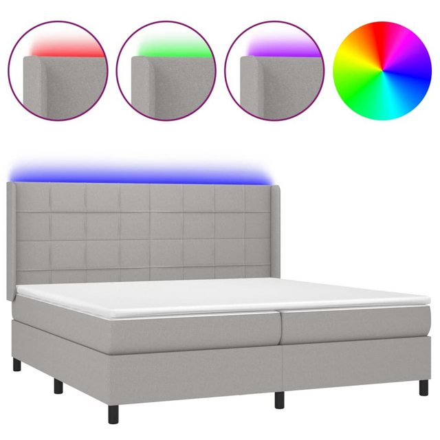 vidaXL Boxspringbett Boxspringbett mit Matratze und LED Stoff (200 x 200 cm günstig online kaufen