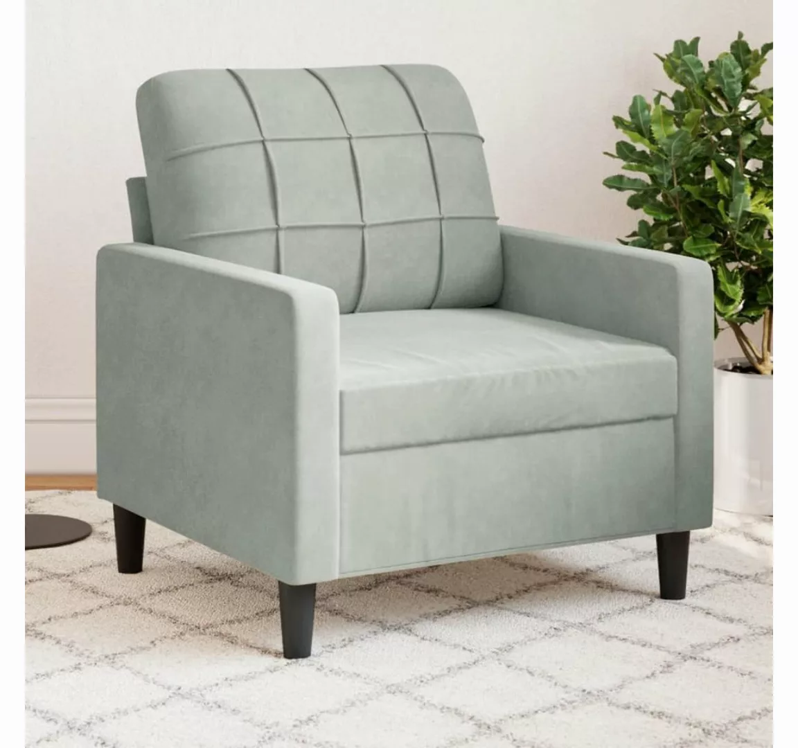 vidaXL Sofa Sofa/ 2-Sitzer/ 3-Sitzer Samt, 60 cm, Hellgrau günstig online kaufen