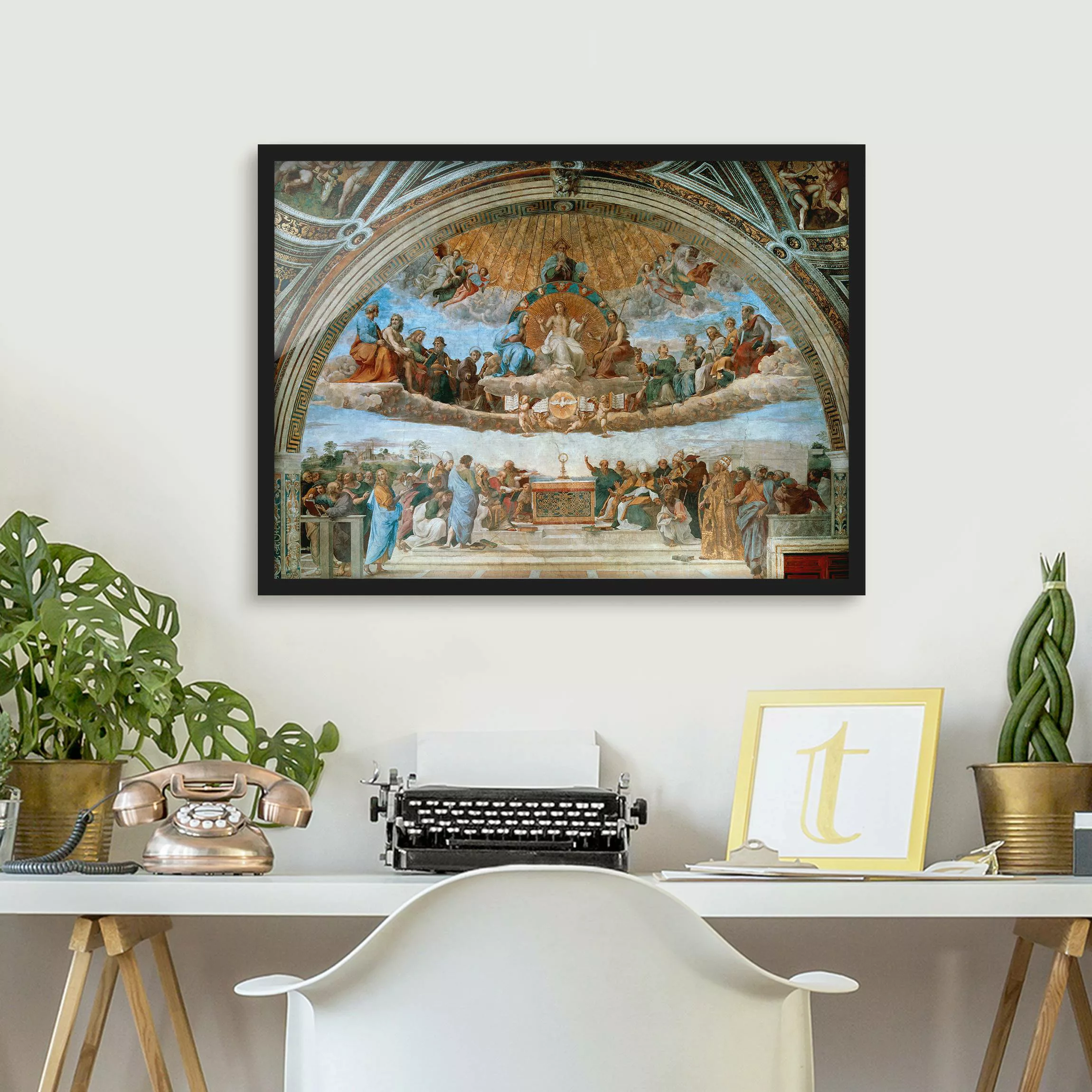 Bild mit Rahmen Kunstdruck - Querformat Raffael - Disput über das Sakrament günstig online kaufen
