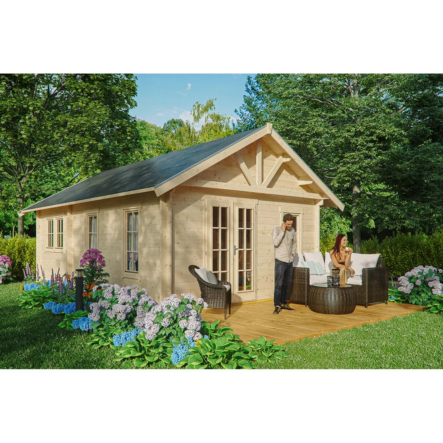 Skan Holz-Gartenhaus Bern 4 mit Dachlattung B x T 420 cm x 660 cm günstig online kaufen