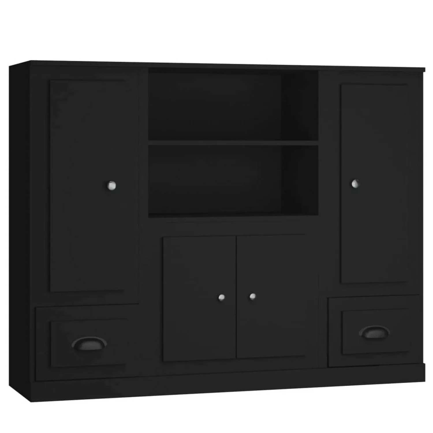 Vidaxl Highboards 3 Stk. Schwarz Holzwerkstoff günstig online kaufen