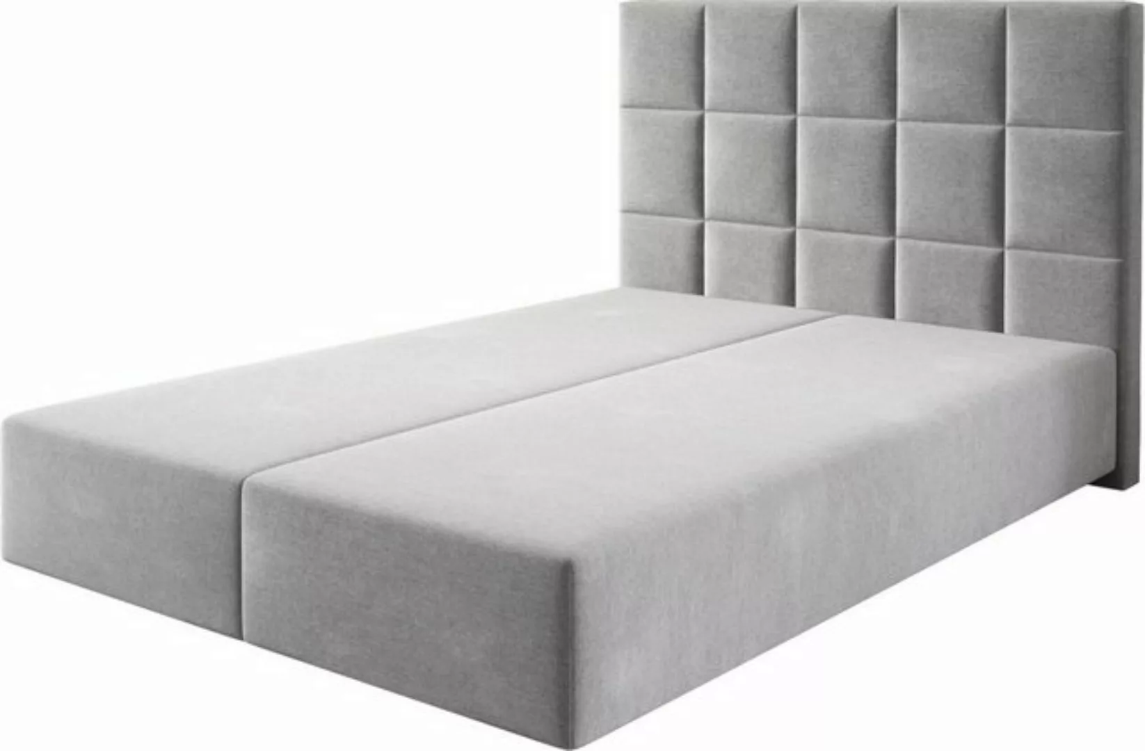 DELIFE Boxspringbett Dream-Fine, Mikrofaser Grau 140x200 cm günstig online kaufen