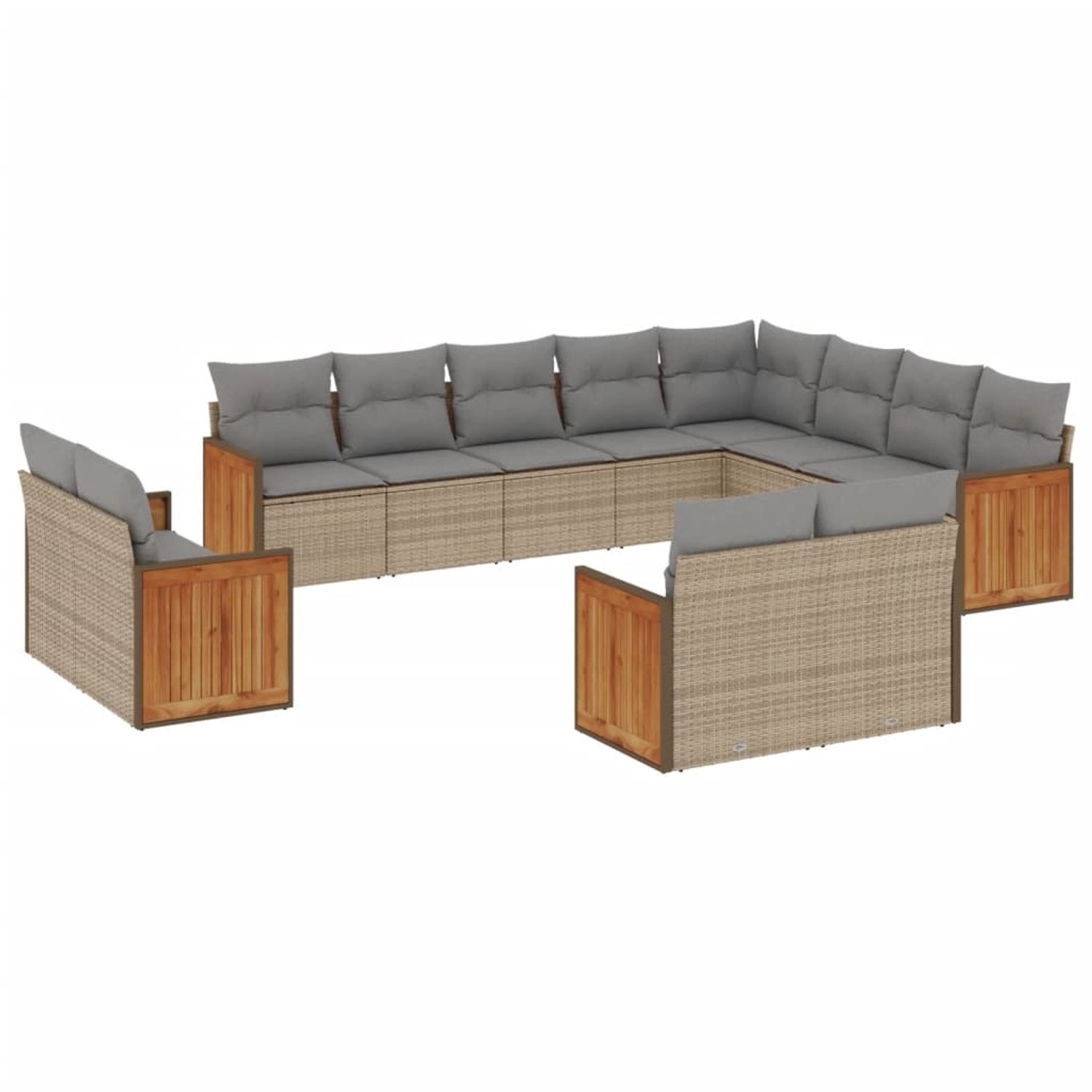 vidaXL 12-Tlg Garten-Sofagarnitur mit Kissen Beige Poly Rattan 3228194 günstig online kaufen