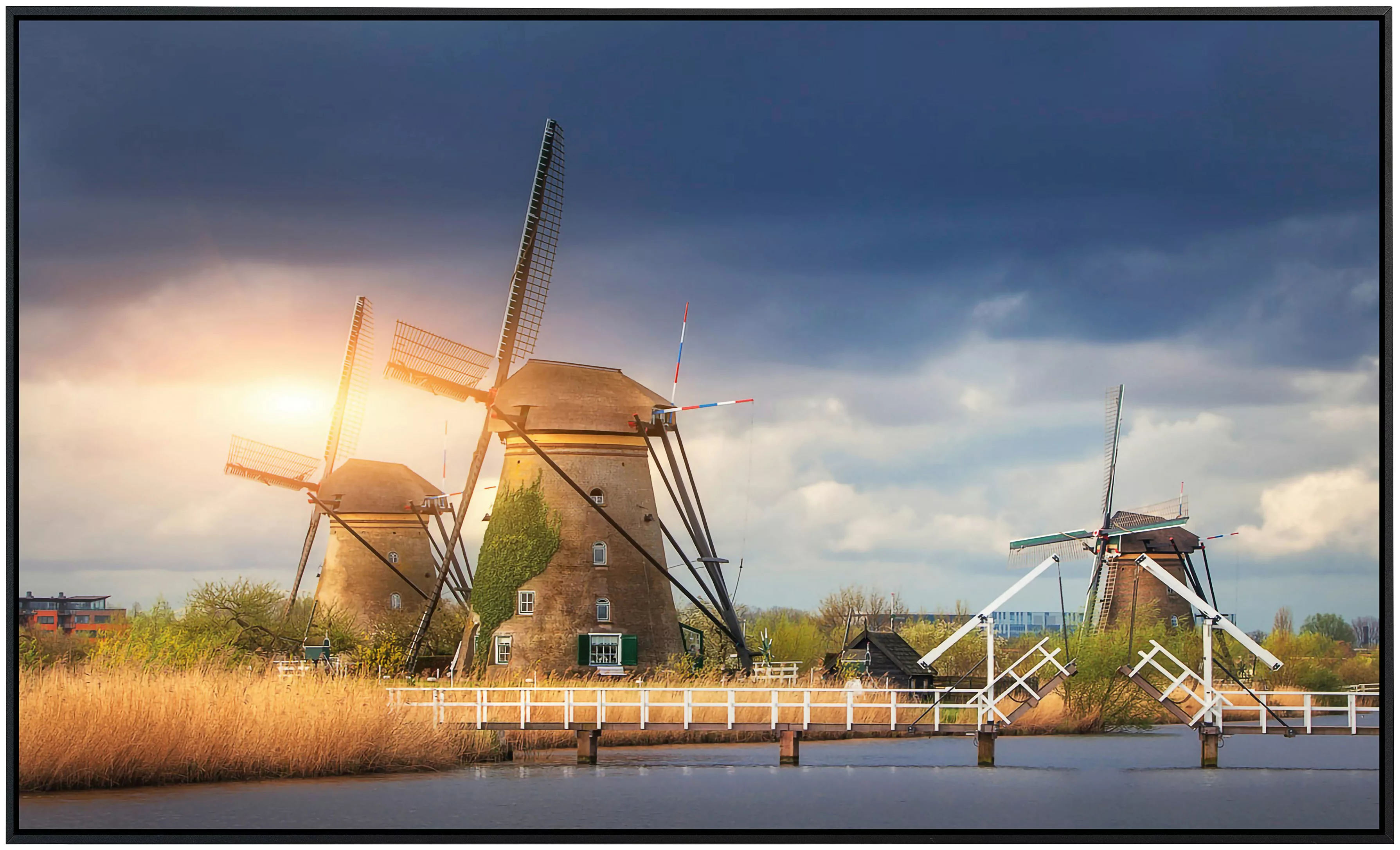 Papermoon Infrarotheizung »Windmühlen Kinderdijk Sonnenuntergang« günstig online kaufen