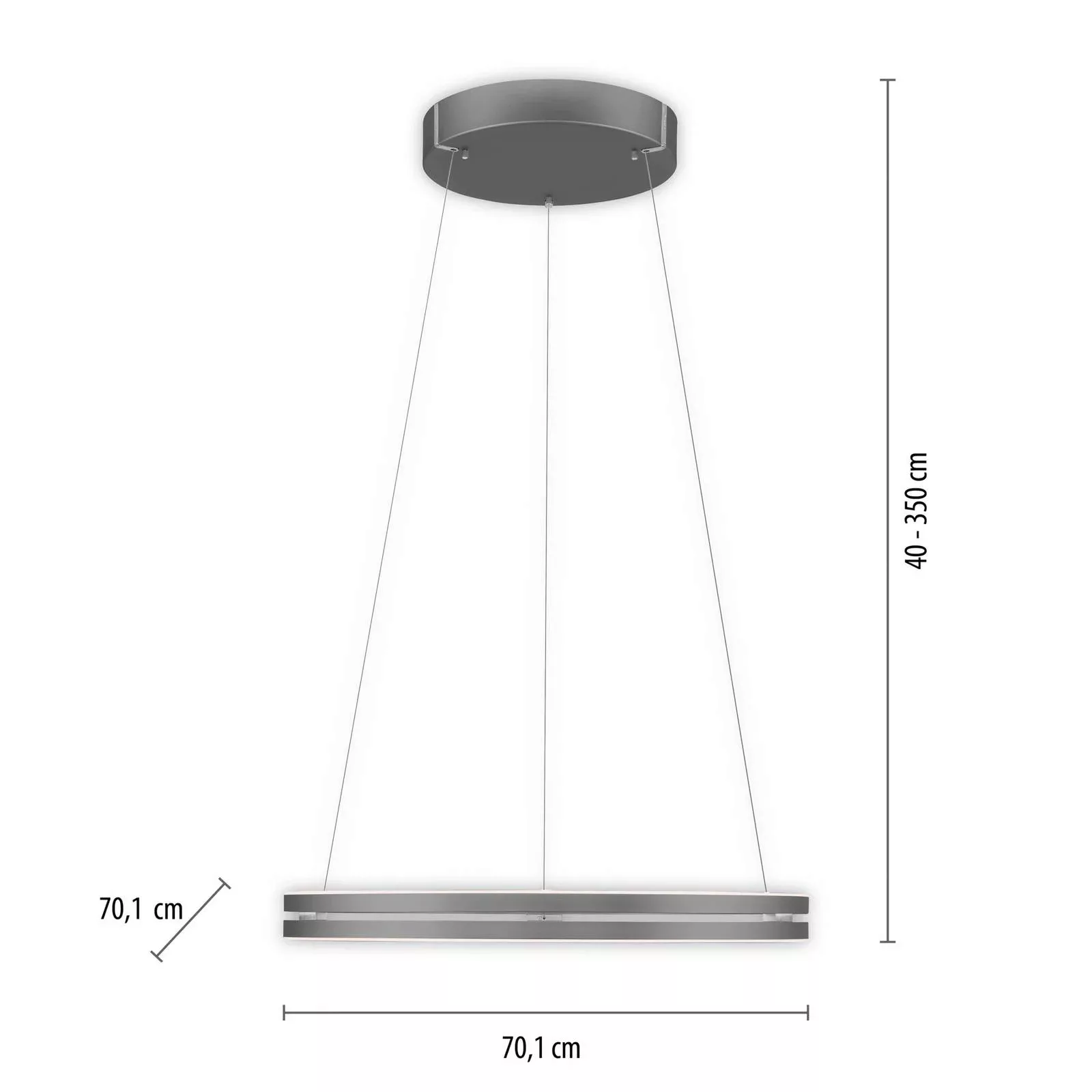 PURE LED-Hängeleuchte E-Loop, grau, Ø 70 cm, Aluminium, CCT günstig online kaufen