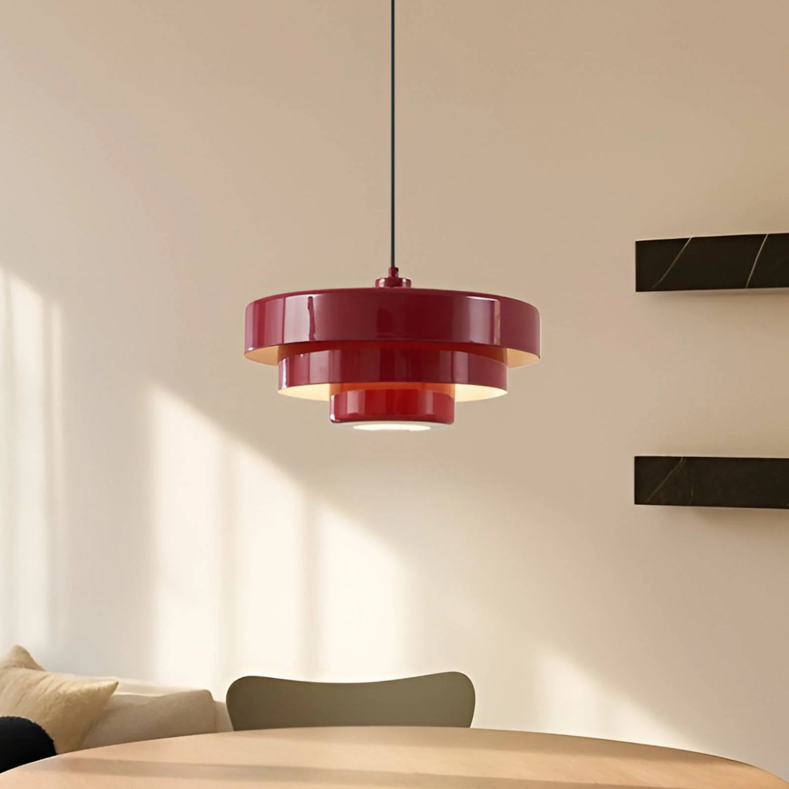 Lindby Hängeleuchte Tivra, rot, Ø 35 cm, Metall, E27 günstig online kaufen