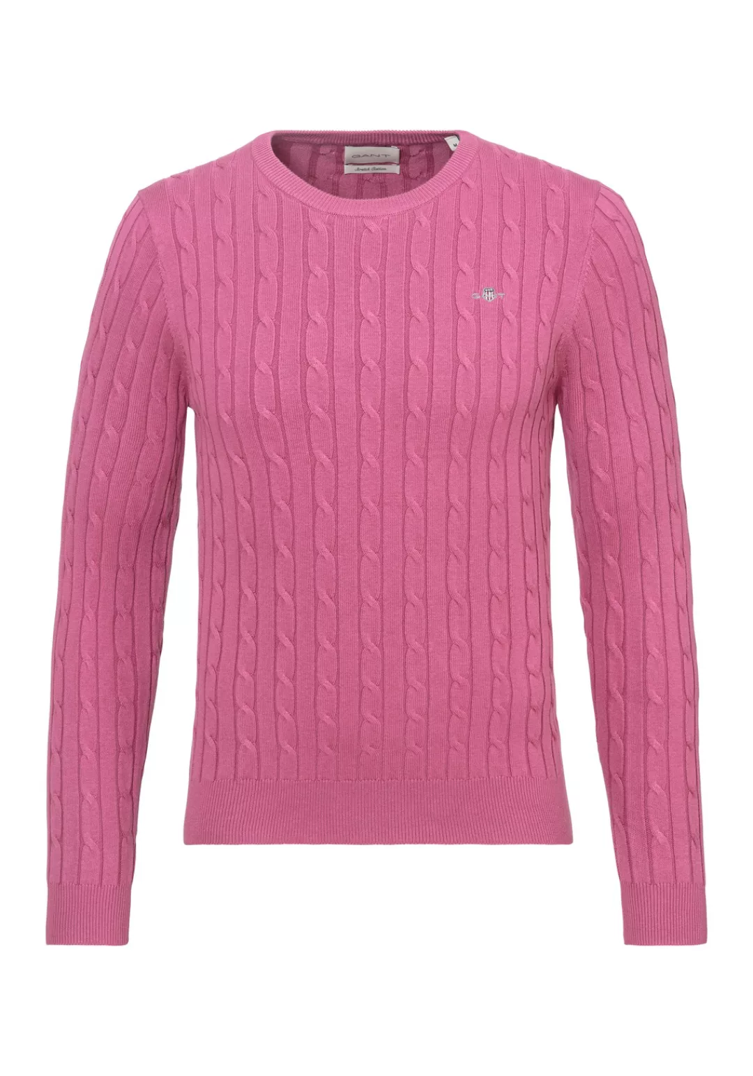 Gant Strickpullover STRETCH COTTON CABLE C-NECK mit Logostickerei auf der B günstig online kaufen