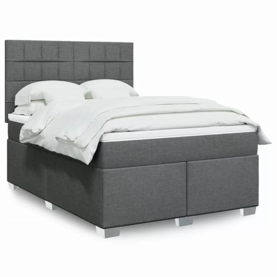 vidaXL Boxspringbett, Boxspringbett mit Matratze Dunkelgrau 160x200 cm Stof günstig online kaufen