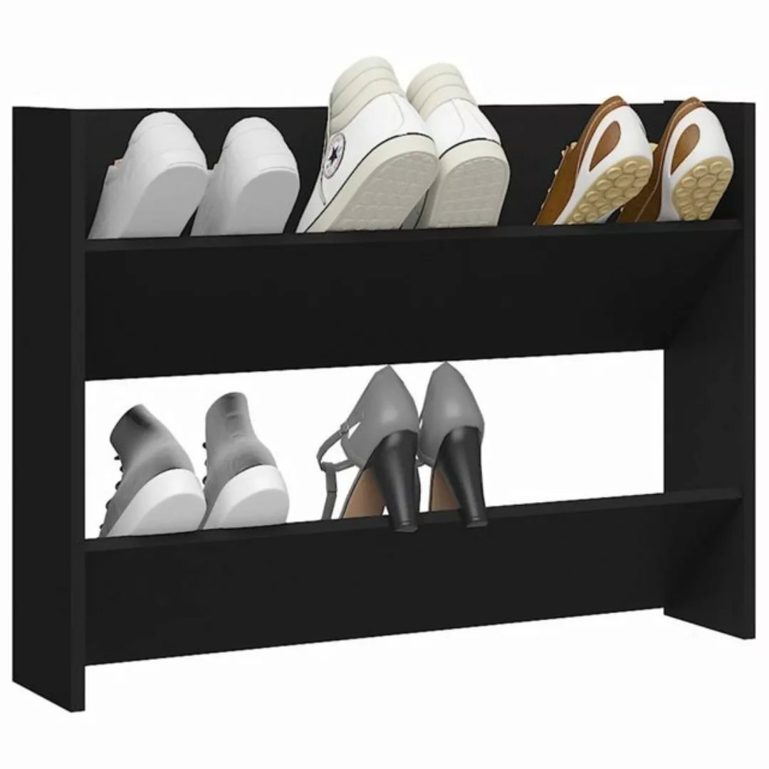 vidaXL Schuhschrank Wand-Schuhschrank Schwarz 80x18x60 cm Spanplatte günstig online kaufen