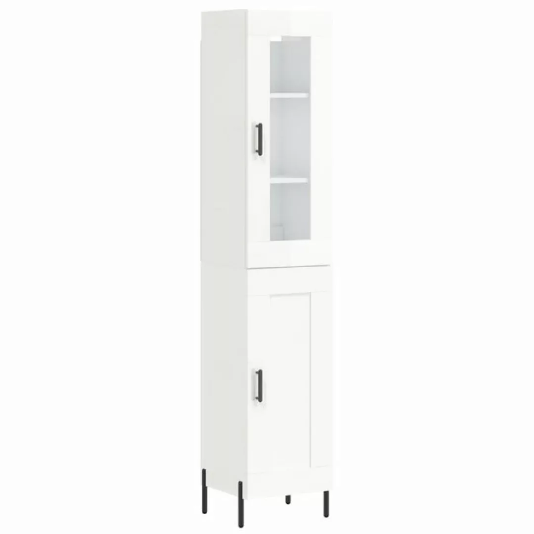 vidaXL Vitrine Highboard Hochglanz-Weiß 34,5x34x180 cm Spanplatte Glas Vitr günstig online kaufen