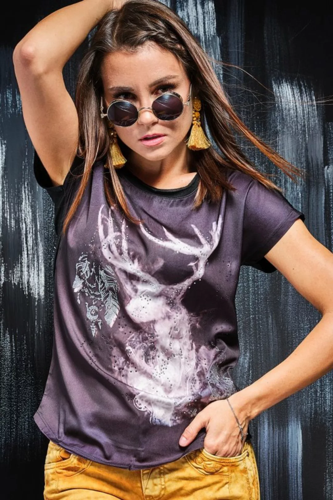 Hangowear Trachtenshirt Trachtenshirt Damen - HADELIND - schwarz günstig online kaufen