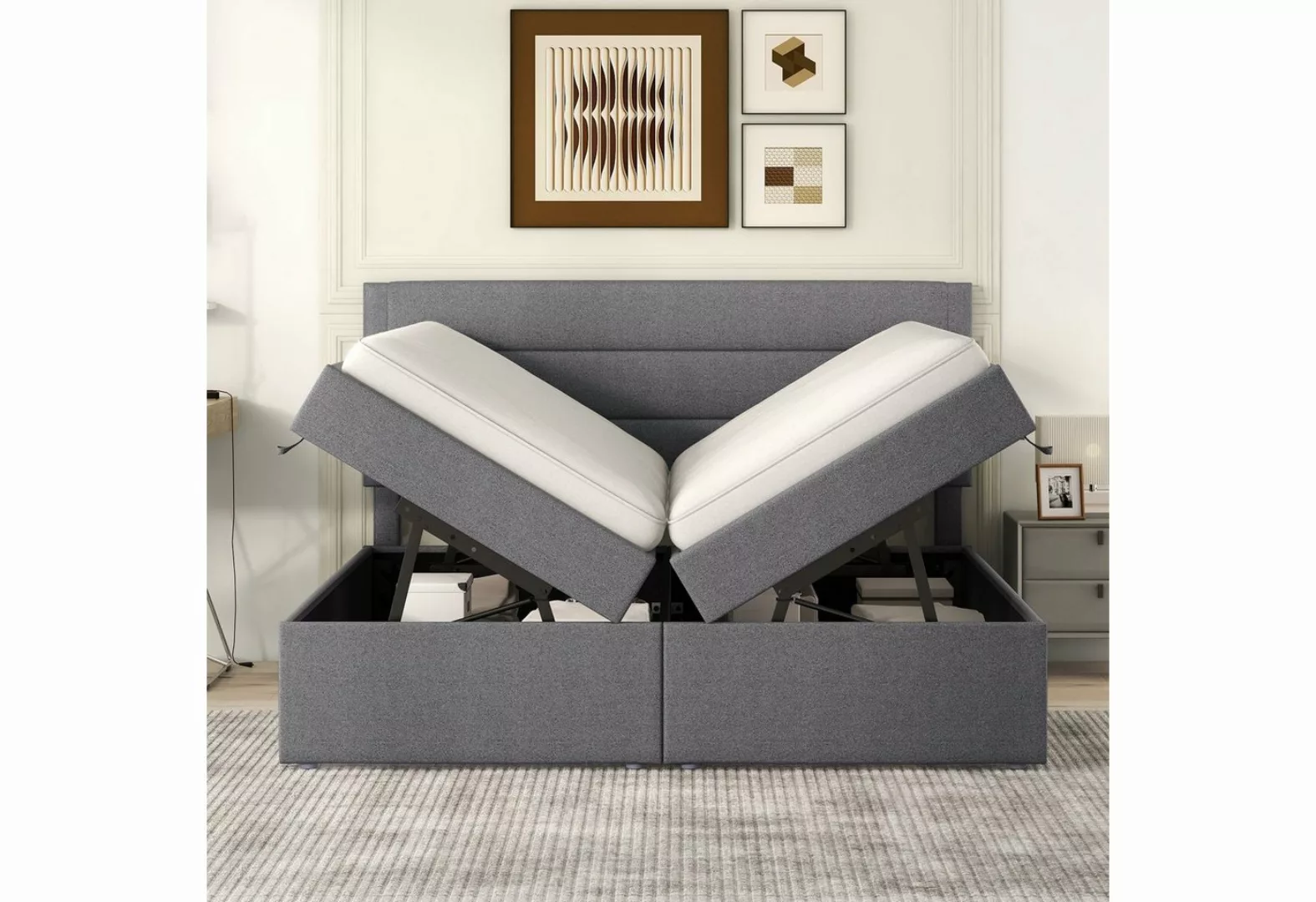 Fangqi Polsterbett 200x140 Polsterbett,Doppelbett mit Metalllattenrost,groß günstig online kaufen