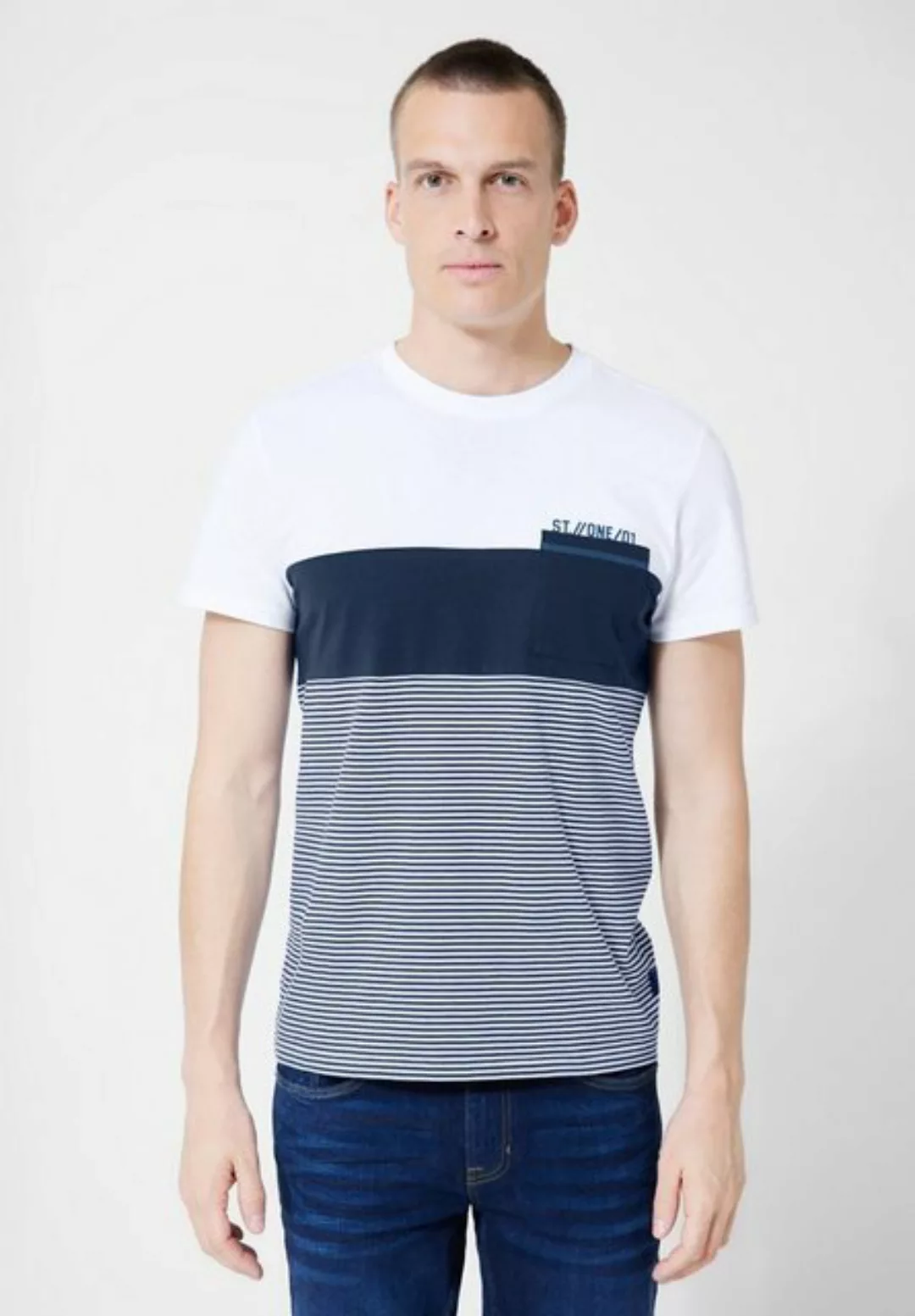 STREET ONE MEN T-Shirt, im Streifen-Design günstig online kaufen