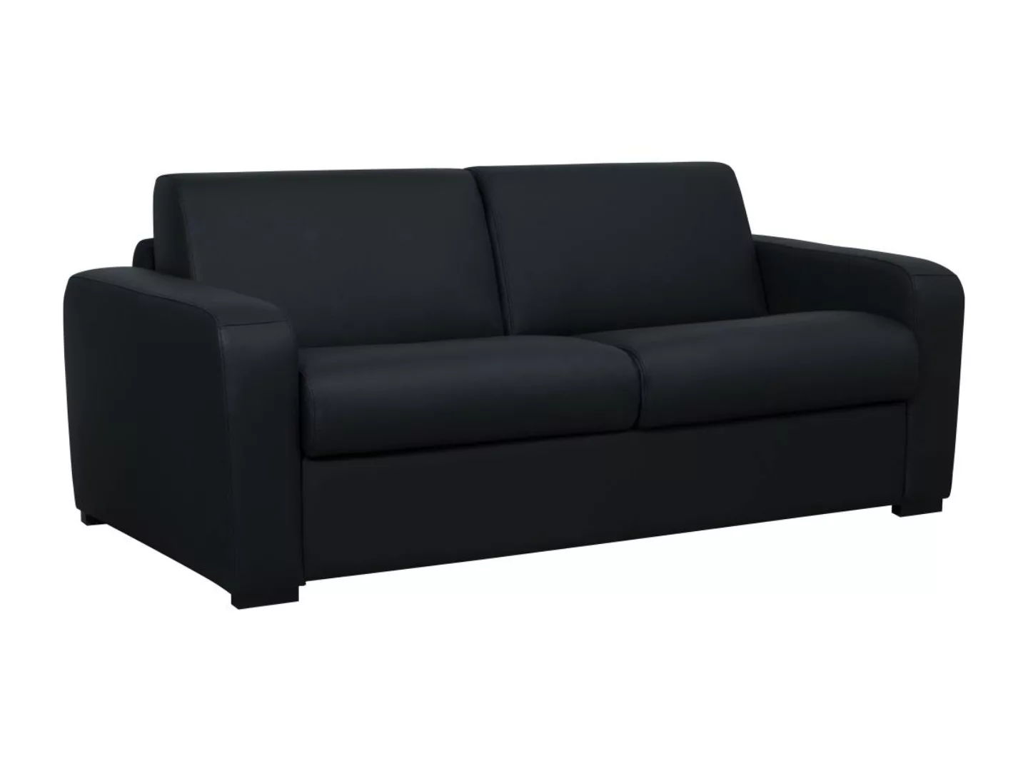 Schlafsofa mit Matratze 4-Sitzer - Matratze 14 cm - Leder - Schwarz - BEVIS günstig online kaufen