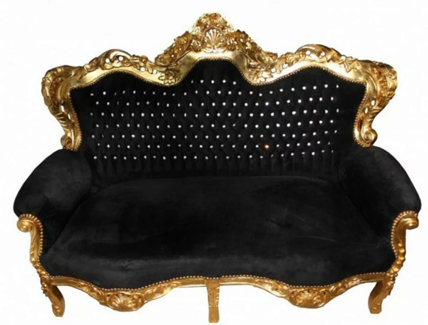 Casa Padrino 2-Sitzer Barock 2er Sofa Master Schwarz / Gold mit Bling Bling günstig online kaufen