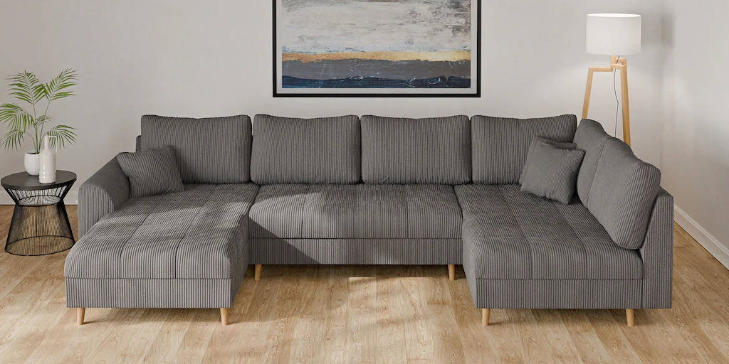 Home affaire Wohnlandschaft "CHARRE U-Form mit Ottomane, Maße B/T/H: 310/16 günstig online kaufen