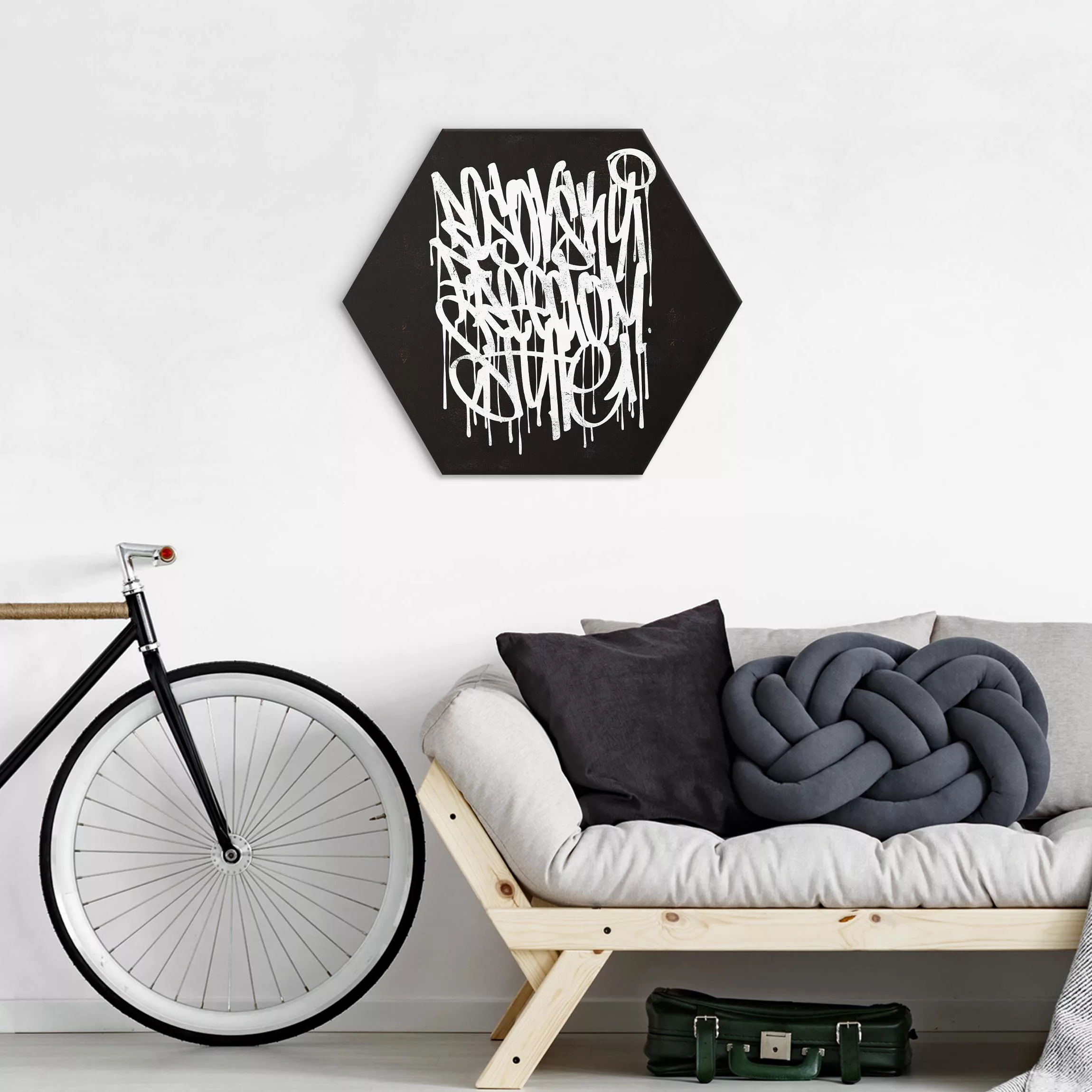 Hexagon-Alu-Dibond Bild Graffiti Art Freedom Style günstig online kaufen