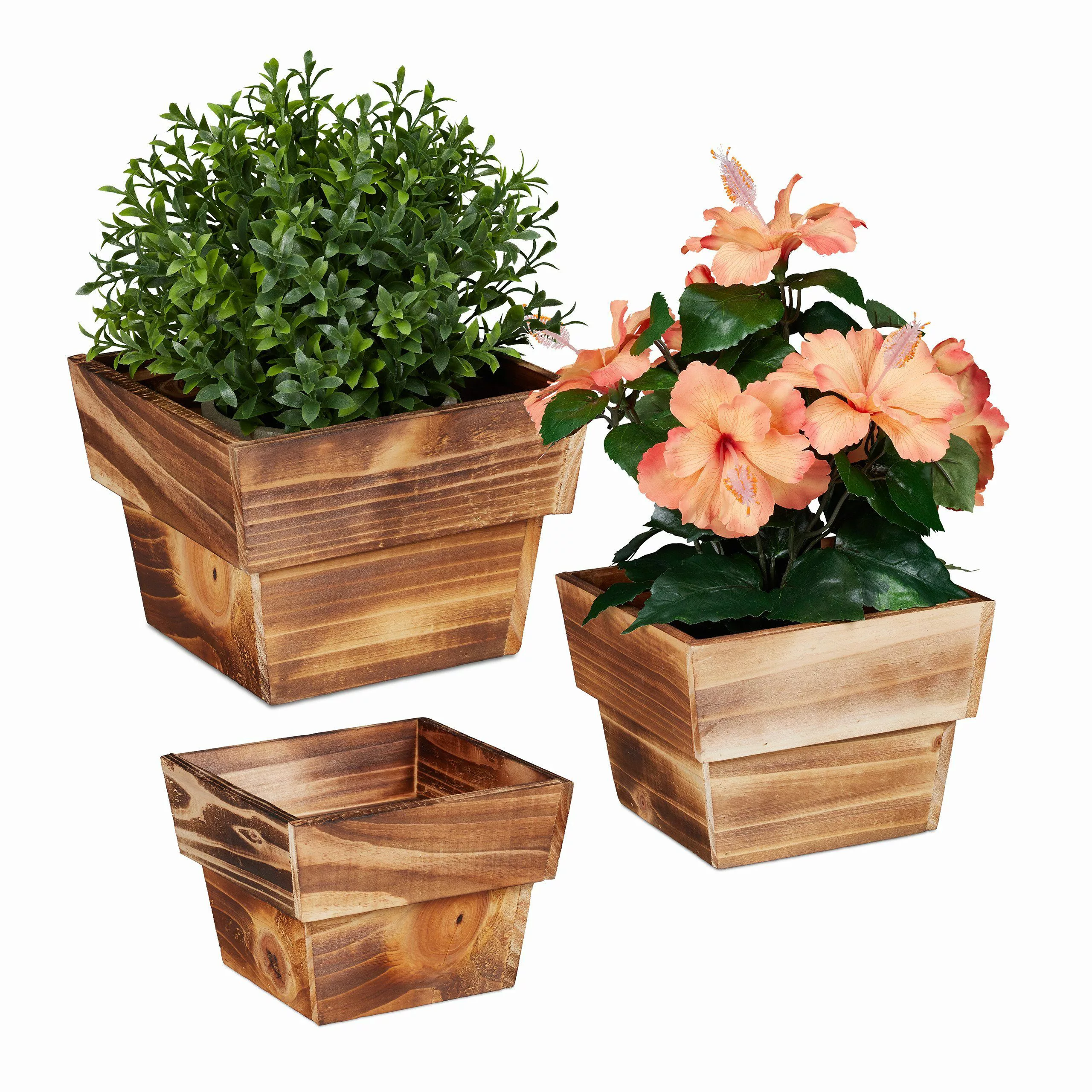 relaxdays Blumentopf Holz 3er Set günstig online kaufen