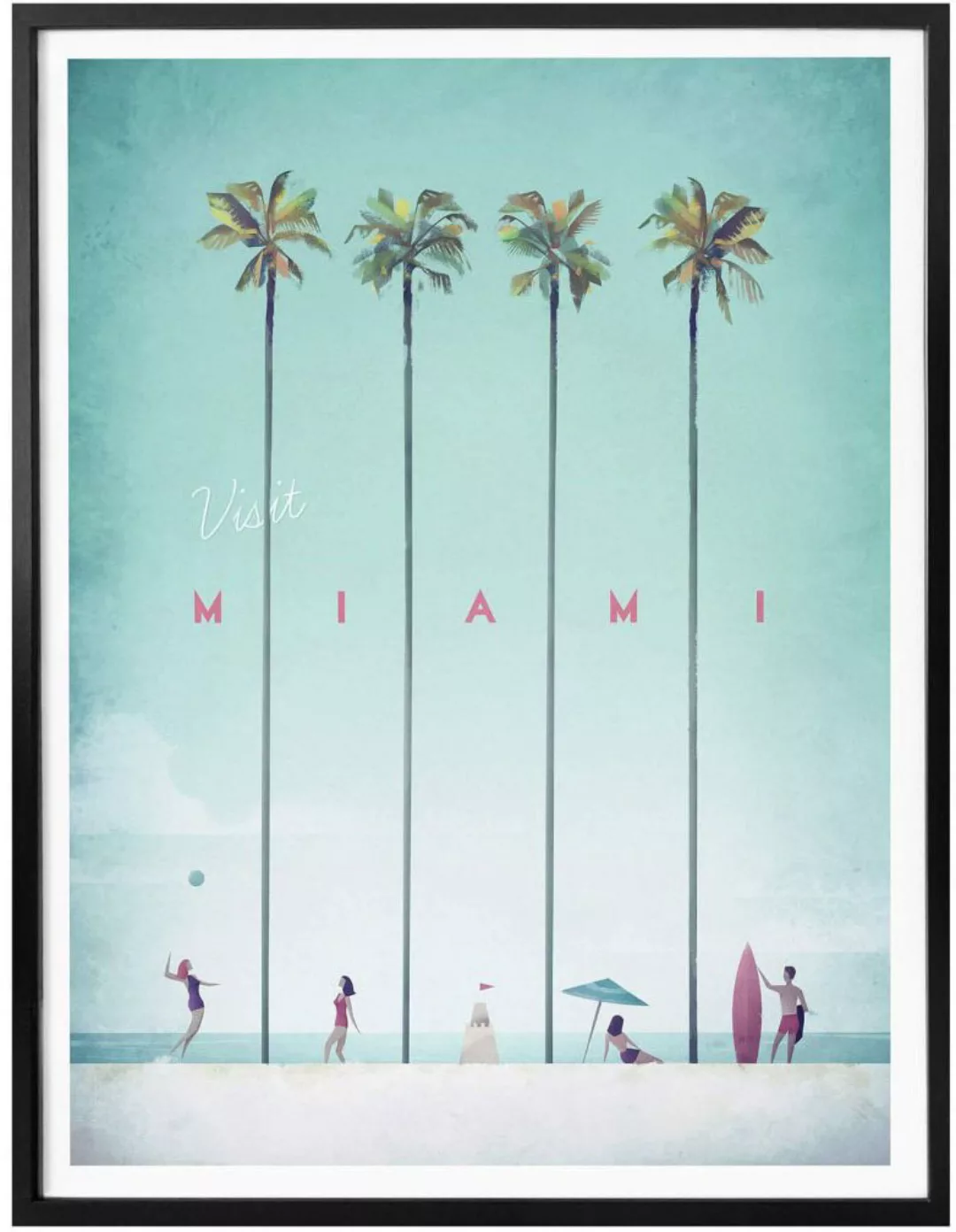 Wall-Art Poster "Palmen Urlaub Miami Strand", Strand, (1 St.), Poster ohne günstig online kaufen