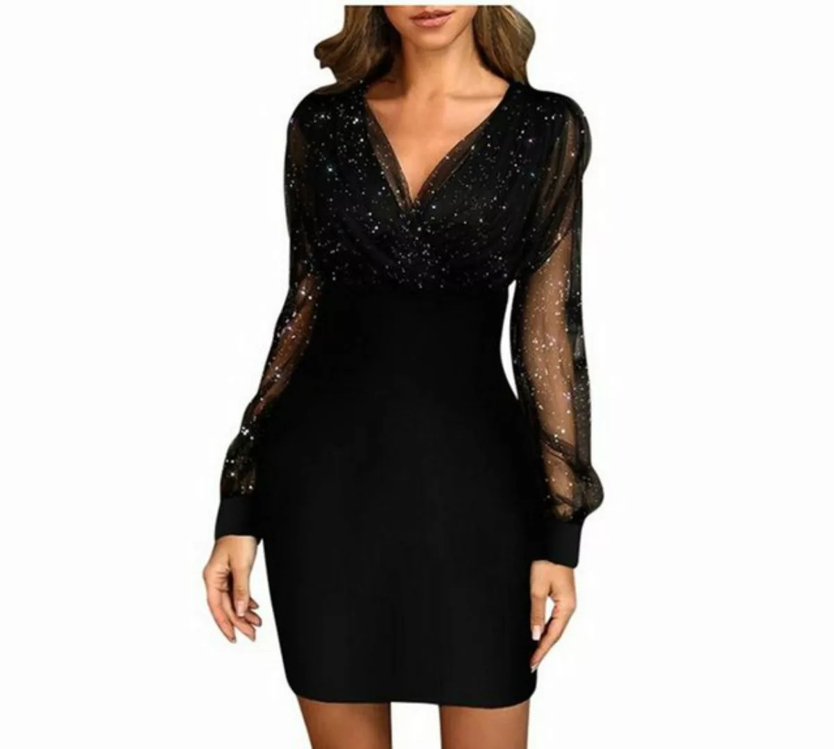 FIDDY Zipfelkleid Sexy Mesh-Patchwork-Kleid günstig online kaufen