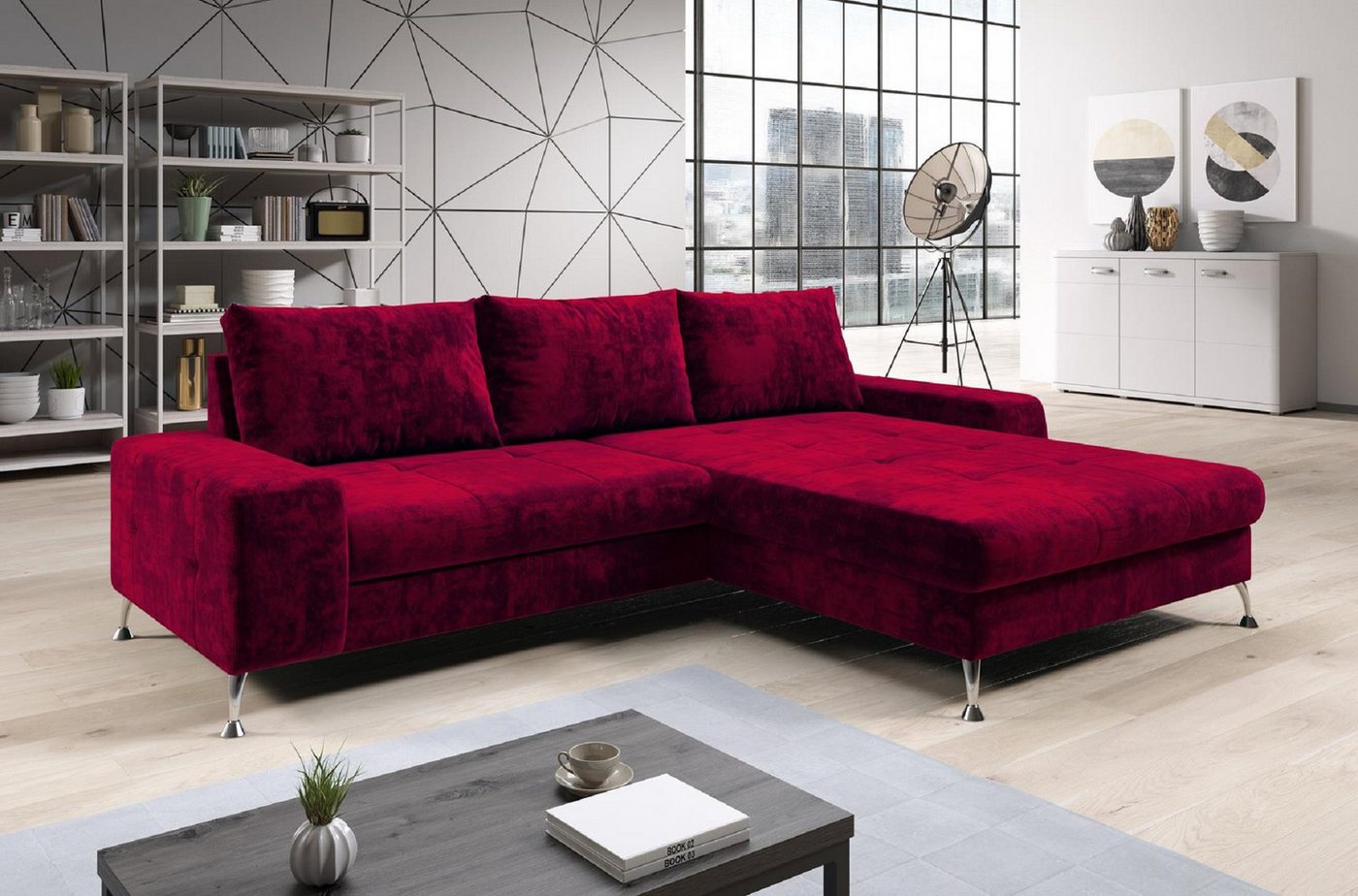 Furnix Ecksofa BOEVIO Eckcouch L-Form Couch Schlafsofa mit Schlaffunktion K günstig online kaufen