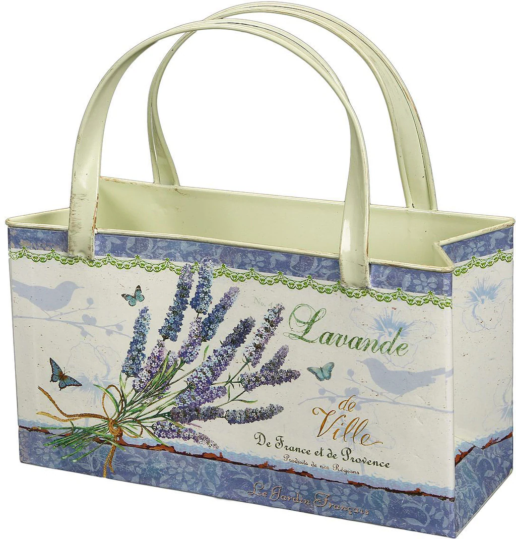 Ambiente Haus Übertopf "Lavendel - Tasche aus Metall", (1 St.) günstig online kaufen