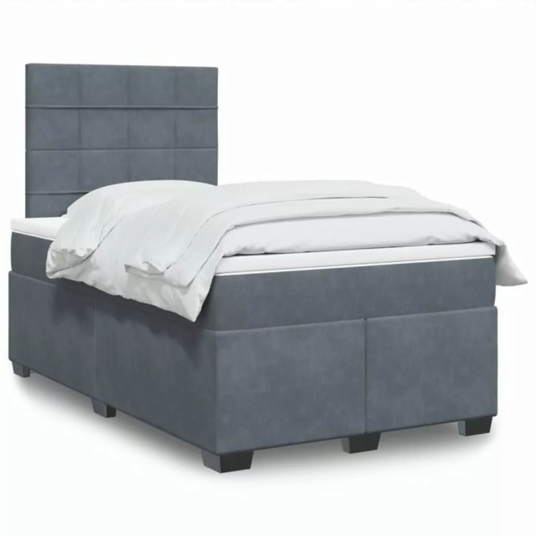 vidaXL Boxspringbett, Boxspringbett mit Matratze Dunkelgrau 120x200 cm Samt günstig online kaufen