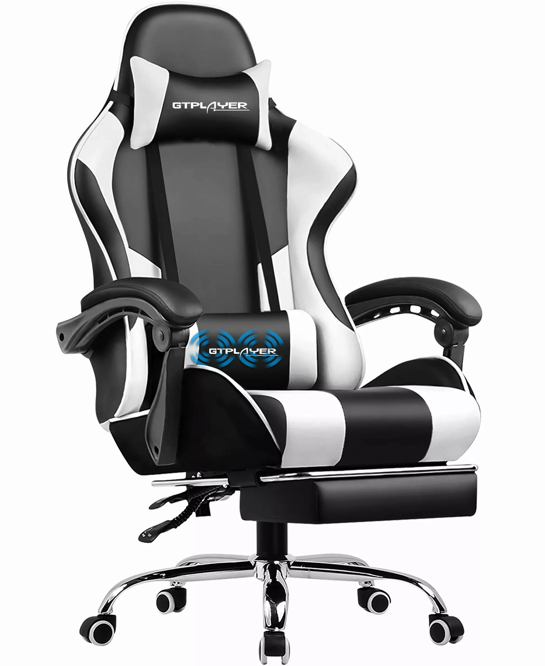 GTPLAYER Gaming-Stuhl mit Fußstütze und Massage-Lendenkissen günstig online kaufen