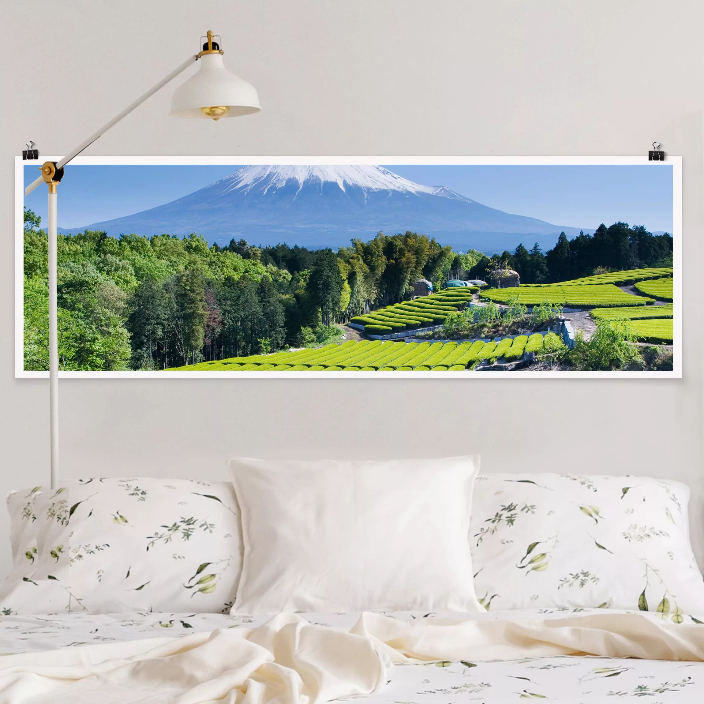 Panorama Poster Natur & Landschaft Teefelder vor dem Fuji günstig online kaufen