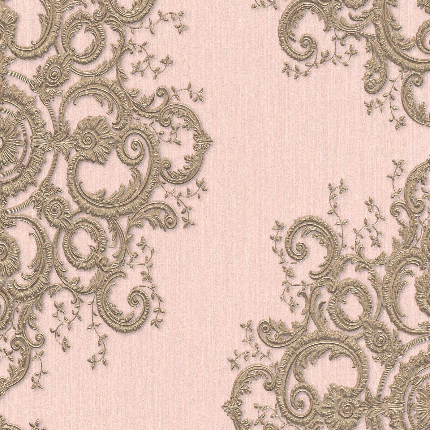 Bricoflor Elegante Tapete in Rosa Gold Ornament Vliestapete in 3D Optik für günstig online kaufen