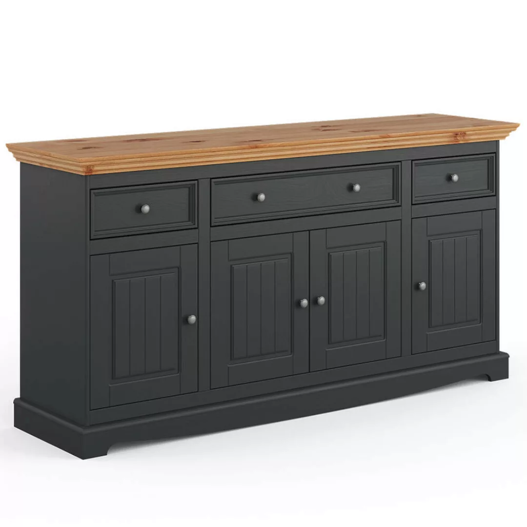 Sideboard, Massivholz in grau mit Kiefer Optik BORMIO-163 günstig online kaufen