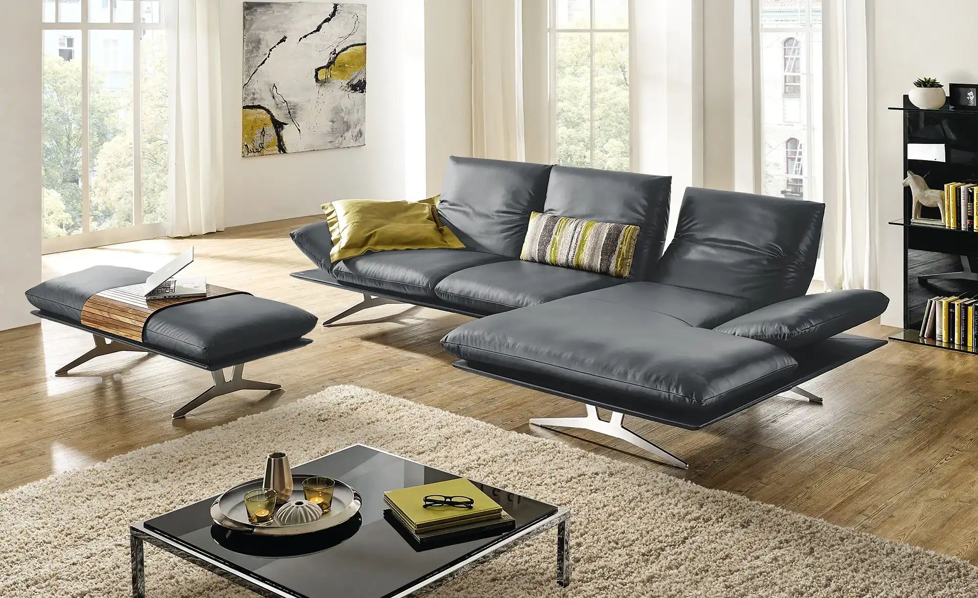 KOINOR Ecksofa Echtleder Francis ¦ grau ¦ Maße (cm): B: 314 H: 93 T: 159 Po günstig online kaufen