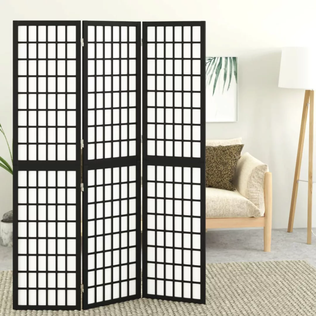 Vidaxl 3-tlg. Paravent Japanischer Stil Faltbar 120x170 Cm Schwarz günstig online kaufen